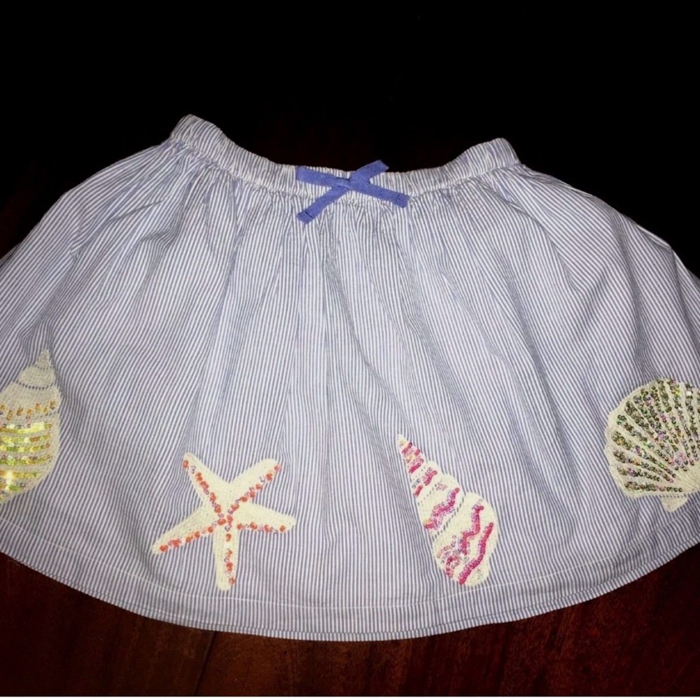 Mini Boden Blue Striped Skirt with Seashell Accents